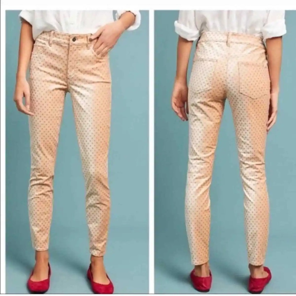 Anthropologie Pilcro high-rise velvet polka-dot pants size 28